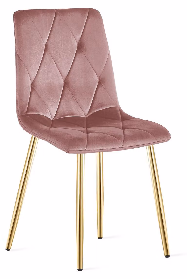 Sedia Libra in velluto rosa con gambe dorate