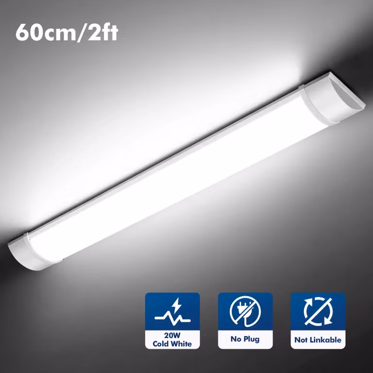 Striscia LED – Illuminazione per officina – 60 cm – 20 W – 4500 K – Confezione da 5 – Ideale per garage, negozi e magazzini