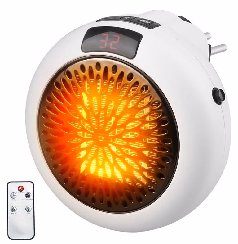 Riscaldatore portatile da 900 W, con elementi riscaldanti in Vetroceramica, dotato di telecomando e timer