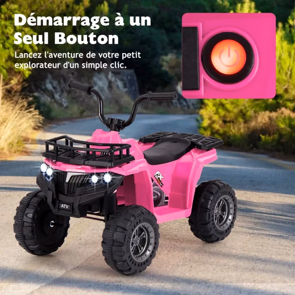 Quad elettrico per bambini rosa con lettore MP3 e fari LED L: 74,93 cm, P: 45,72 cm, H: 55,88 cm – 2