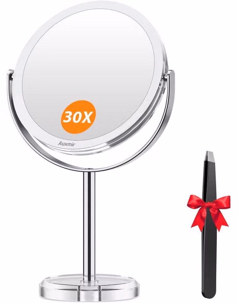 Specchio cosmetico 30X/1X, specchio da trucco a due facce, specchio da tavolo rimovibile, rotazione a 360°, specchio da barba, ideale per viaggi
