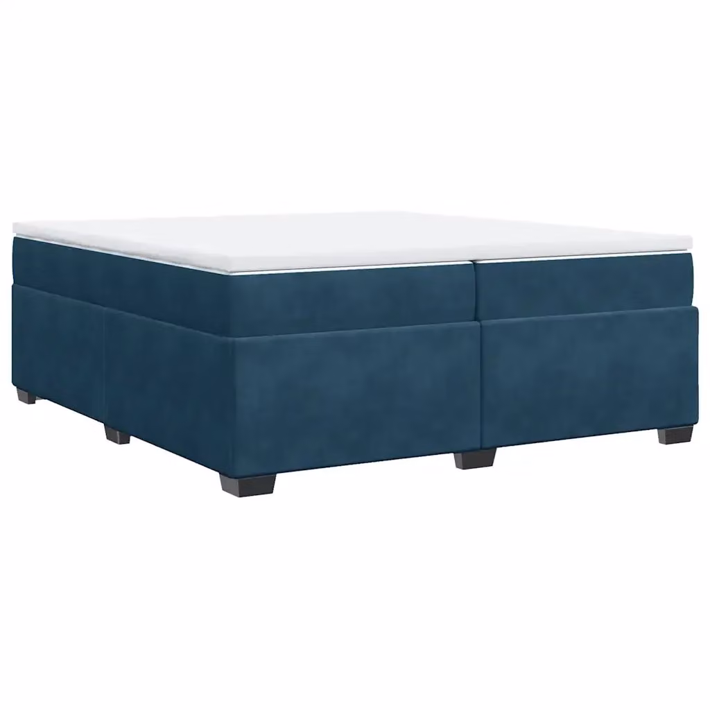Letto Ibrido con Materasso vidaXL in Velluto Blu e Bianco con Struttura in Legno di Pino L/P: 200 x 200 cm – 2