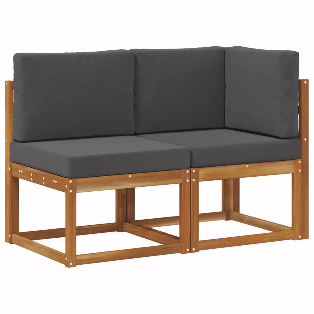 Divano angolare da esterno modulare vidaXL in legno di acacia con cuscini, L/P/H: 222 x 122 x 73 cm – 2