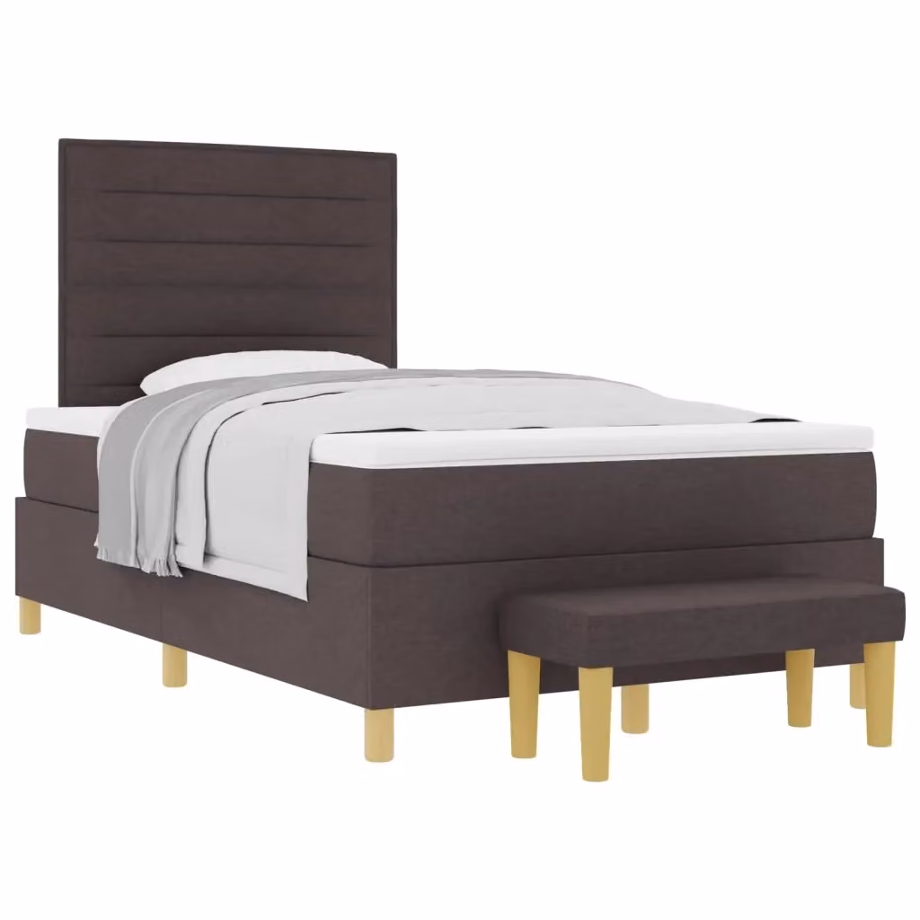 Letto moderno con testiera in tessuto e struttura in legno marrone vidaXL L: 200 cm, P: 120 cm, H: 128 cm – 2