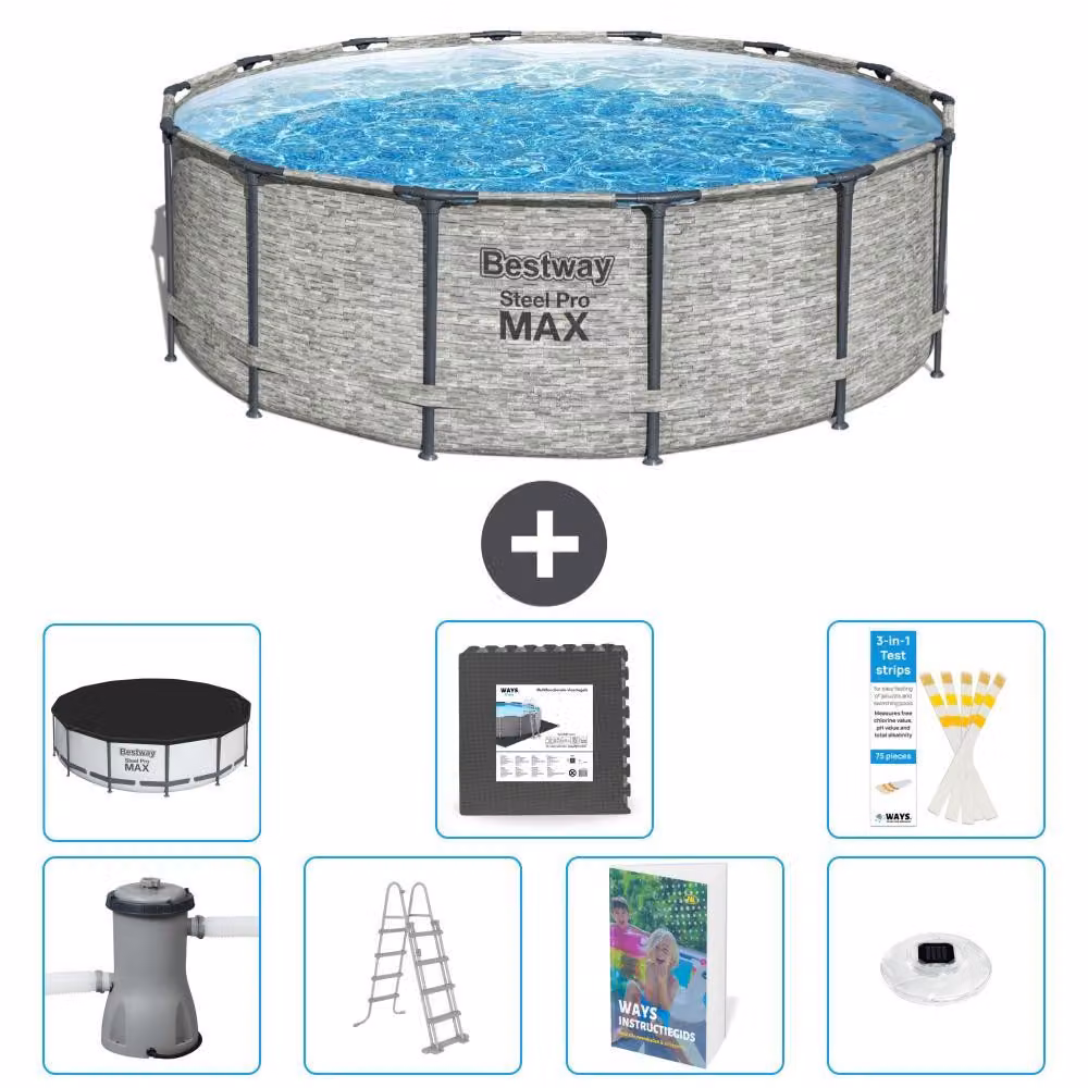 Piscina gonfiabile Bestway Steel Pro MAX, rotonda, 427x122 cm, composta da 6 parti, modello S608