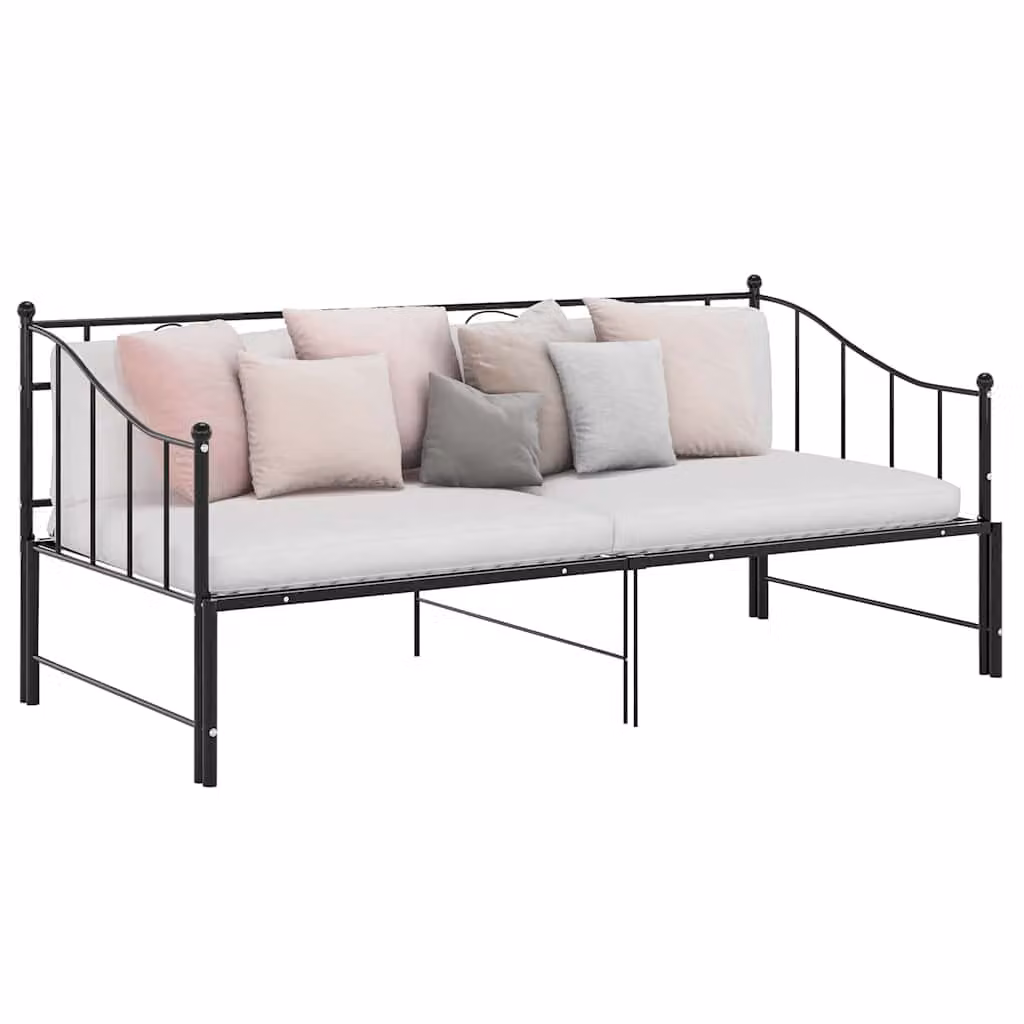 vidaXL Telaio Divano Letto Estrattibile in Metallo Nero L/P/H: 206.5 x 90 x 185 cm