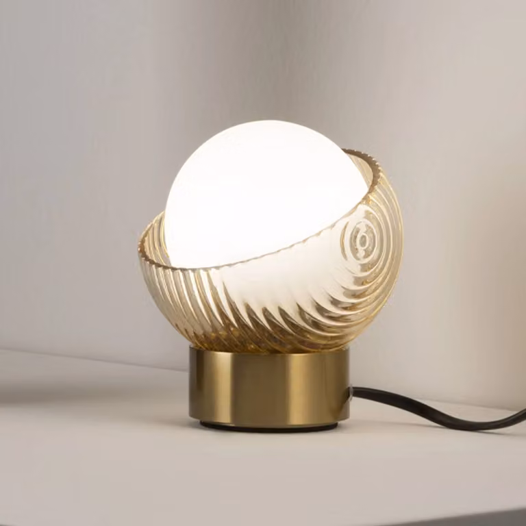 IDEAL LUX Lampada da tavolo Bloom, Ottone / Oro, Soggiorno / Sala da pranzo, Metallo, Moderno, Lampada da tavolo