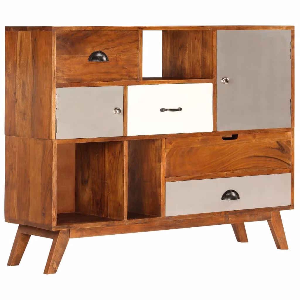 vidaXL Credenza 115 x 35 x 86 cm in legno massiccio di acacia