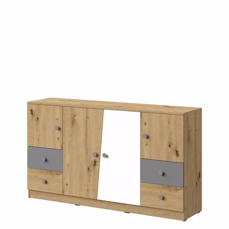 Cassettiera combinata CHIMA 1 – rovere artisan / bianco / grigio