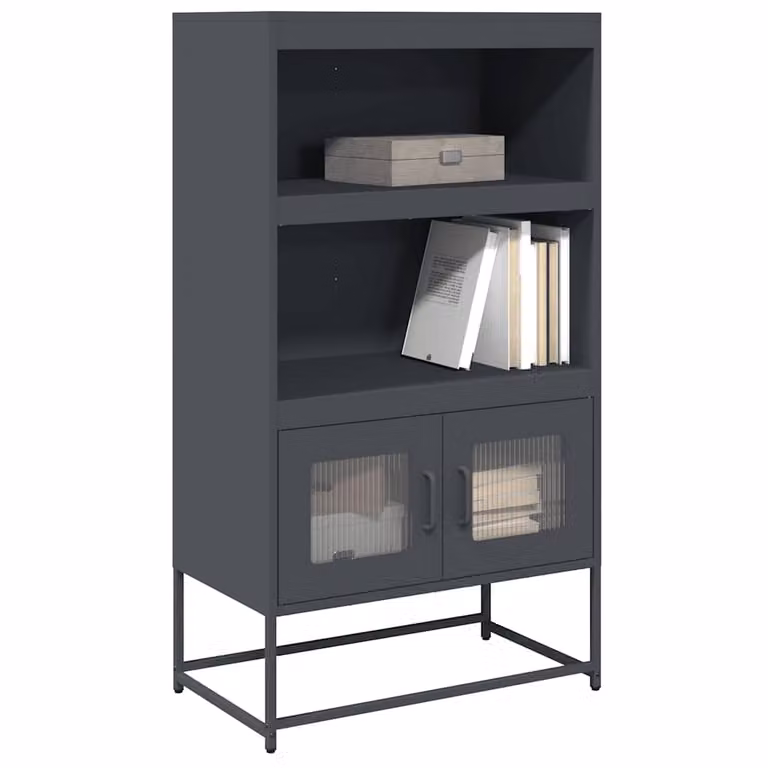 Credenza moderna vidaXL in metallo antracite con ante a battente e ripiani interni L/P/H: 68 x 39 x 123 cm