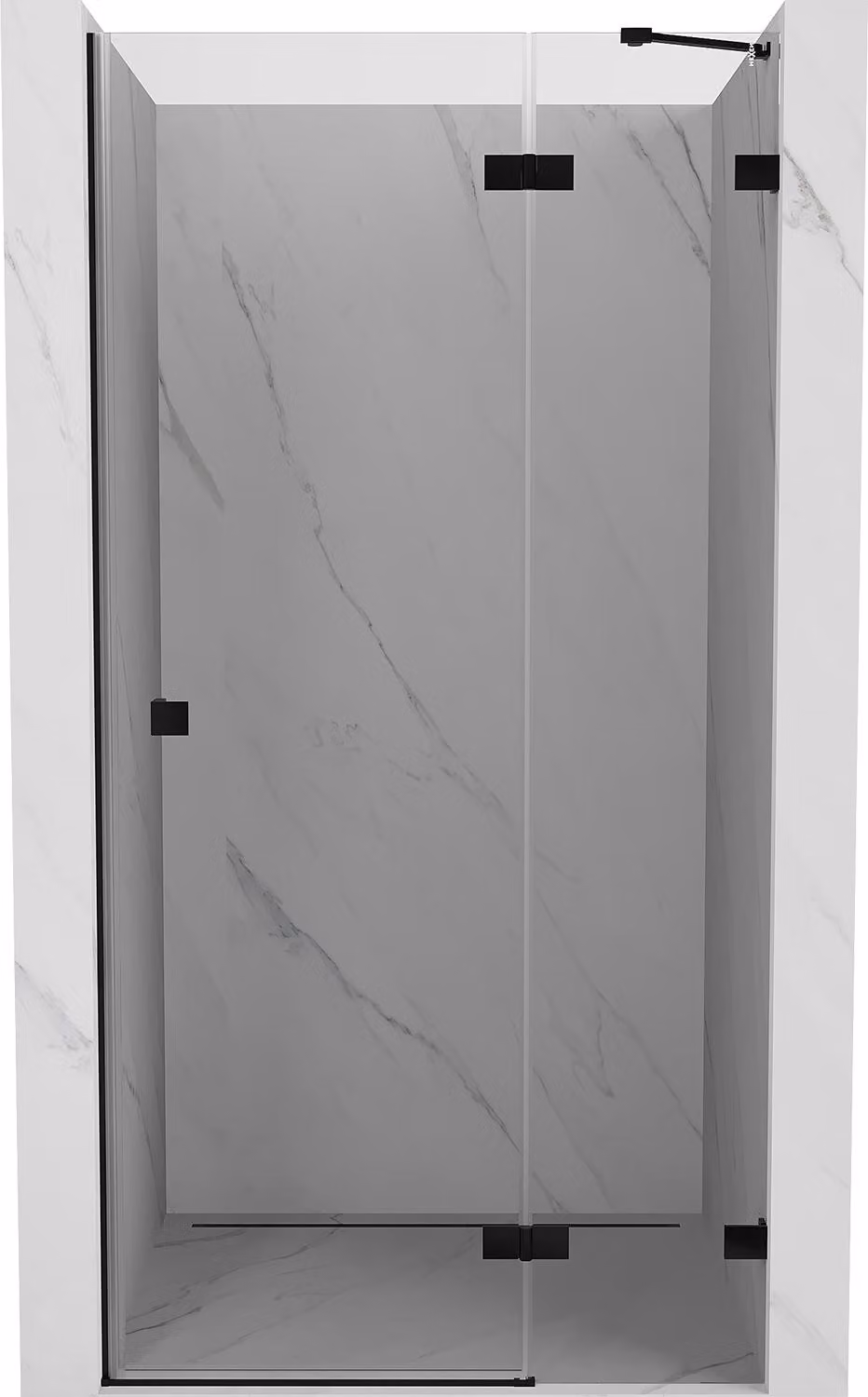 Mexen Lunar porta doccia a battente destra 80 cm, trasparente, nero - 834-080-000-70-00-P