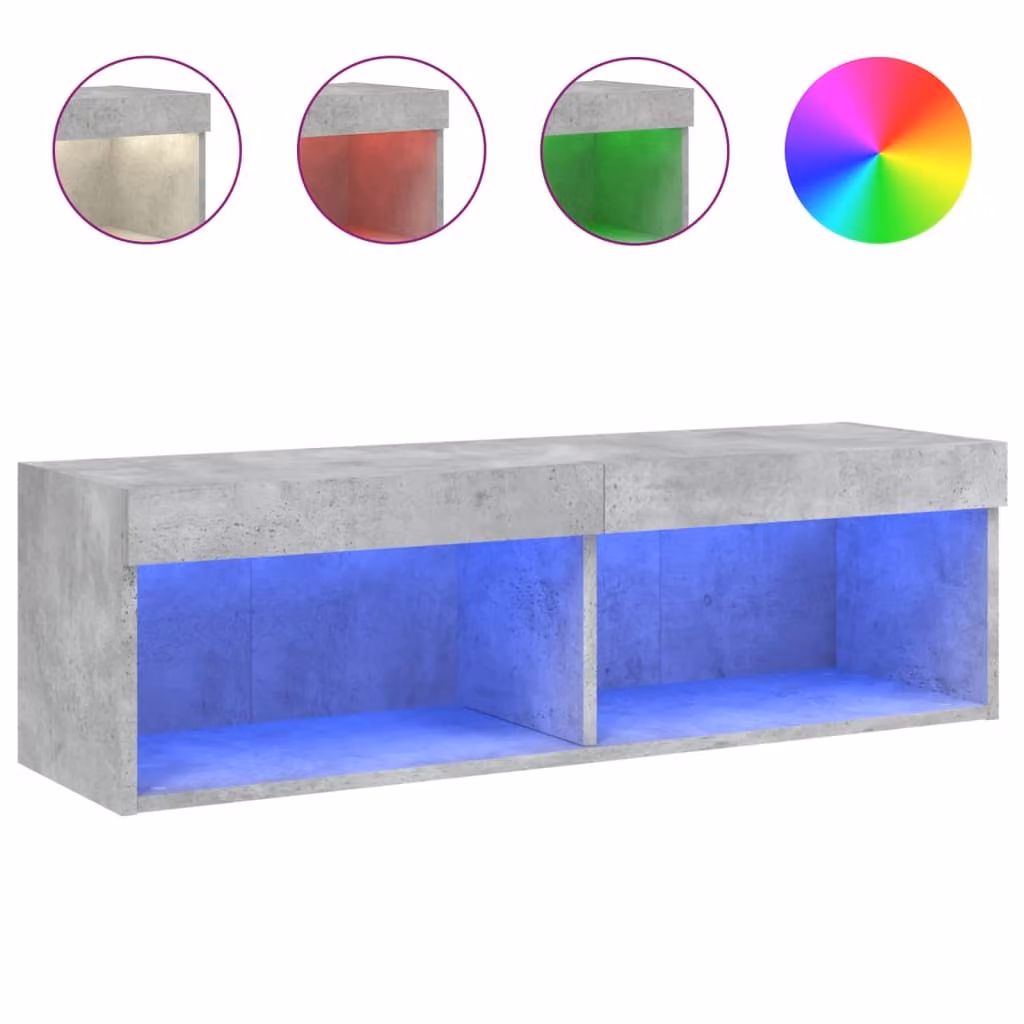 Mobile Porta TV con Luci LED Grigio Cemento 100x30x30 cm