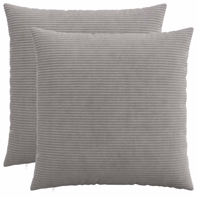 Set di 2 federe vidaXL HEERLEN in velluto a coste, Grigio Chiaro, 55 x 55 cm