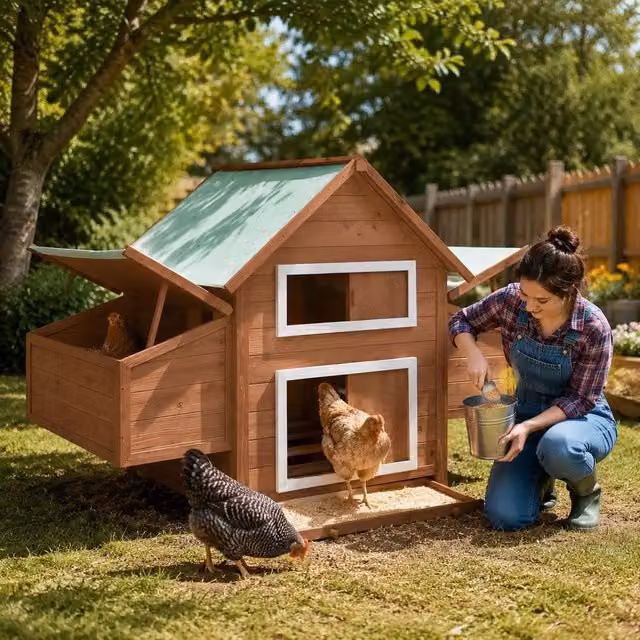 Chicken Coop, Mocha And White, 150x96x110 Cm, Solid Fir Wood