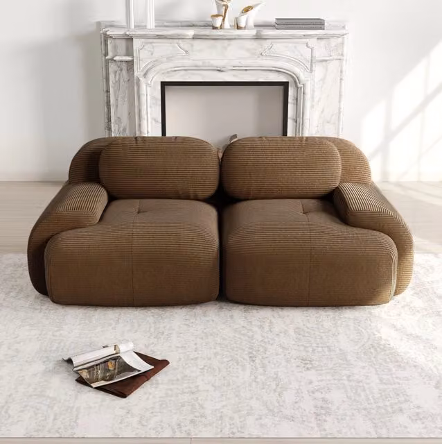 Divano angolare modulare 208x103 cm senza struttura in velluto a coste marrone HOMVRA