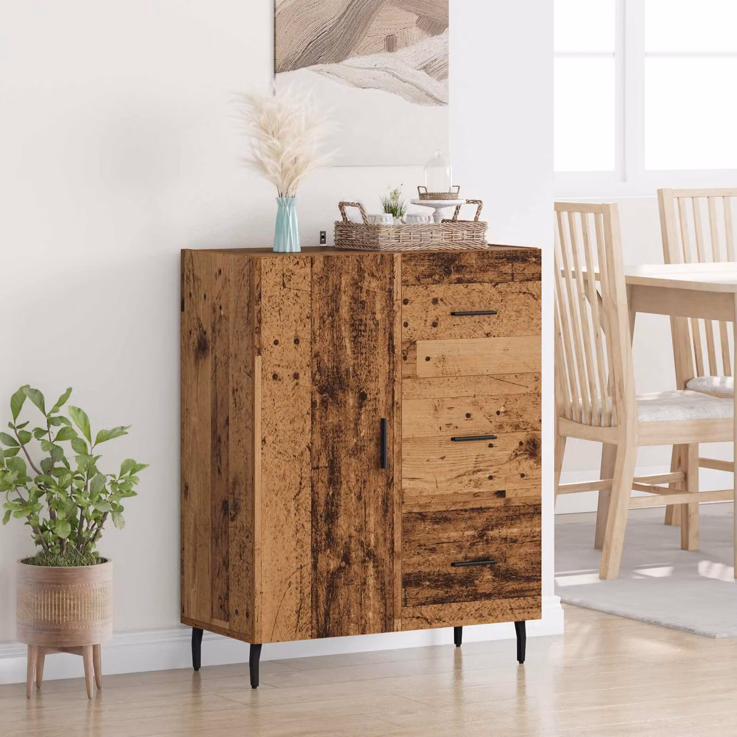 Credenza con cassetto vidaXL in legno vecchio marrone L: 69,5 cm, P: 34 cm, H: 90 cm
