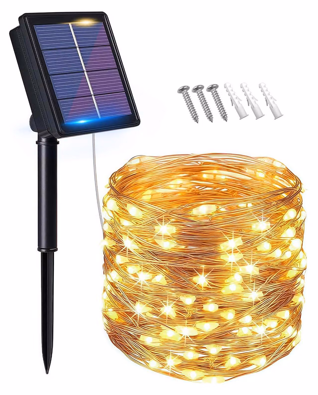 Luci solari decorative da esterno, illuminazione per giardino con 100 LED e 8 modalità
