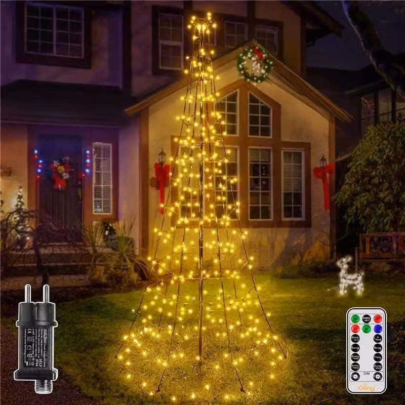 Catena luminosa per albero di Natale, lunghezza 1,8 metri, 202 LED, grado di protezione IP44, luce bianco caldo