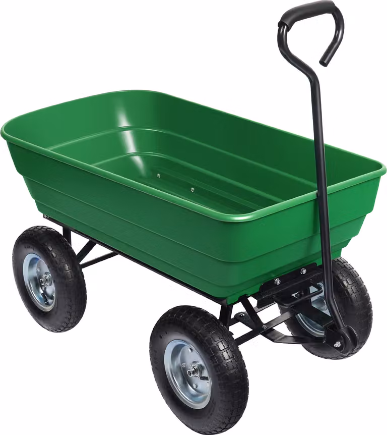 Carrello da giardino Wiltec con funzione di ribaltamento fino a 350 kg, carrello manuale con volume di 125 l, carrello manuale per giardinaggio, carrello manuale per prato, ghiaia, fango, ecc