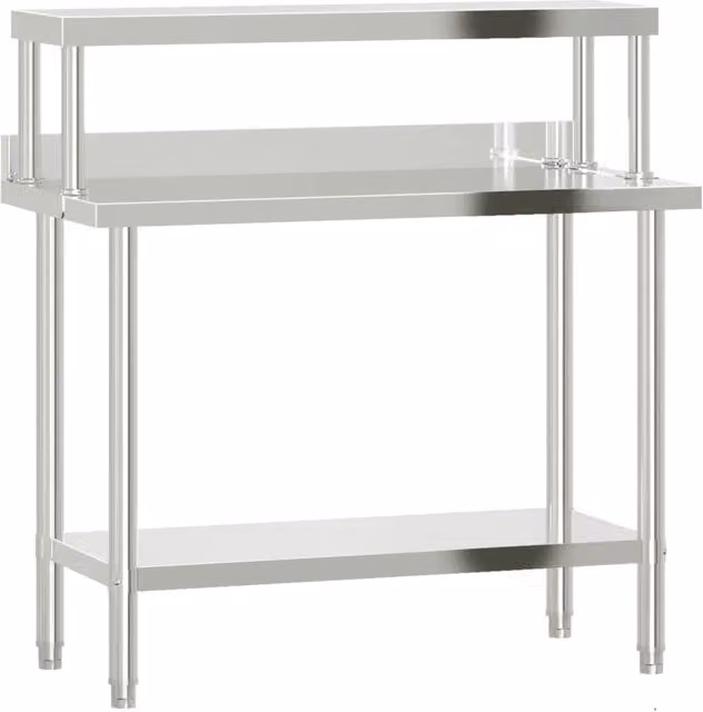 Tavolo da lavoro per cucina in acciaio inox CFW2763126 colore argento con altezza regolabile L: 110 cm, P: 55 cm, H: 120 cm – 1