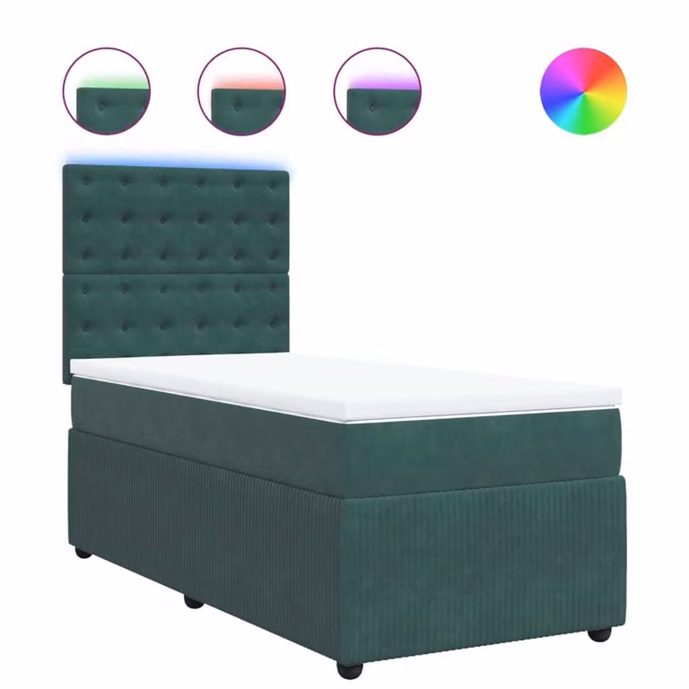 Giroletto a Molle con Materasso Verde Scuro 80x200 cm Velluto