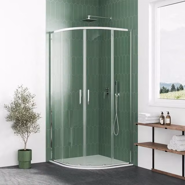 Box doccia semicircolare 75x75cm profili cromati slim vetro 6mm trasparente h190 | Portofino