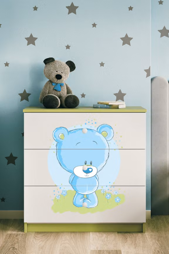 Cassettiera per bambini Bluebear nel colore verde Babydreams
