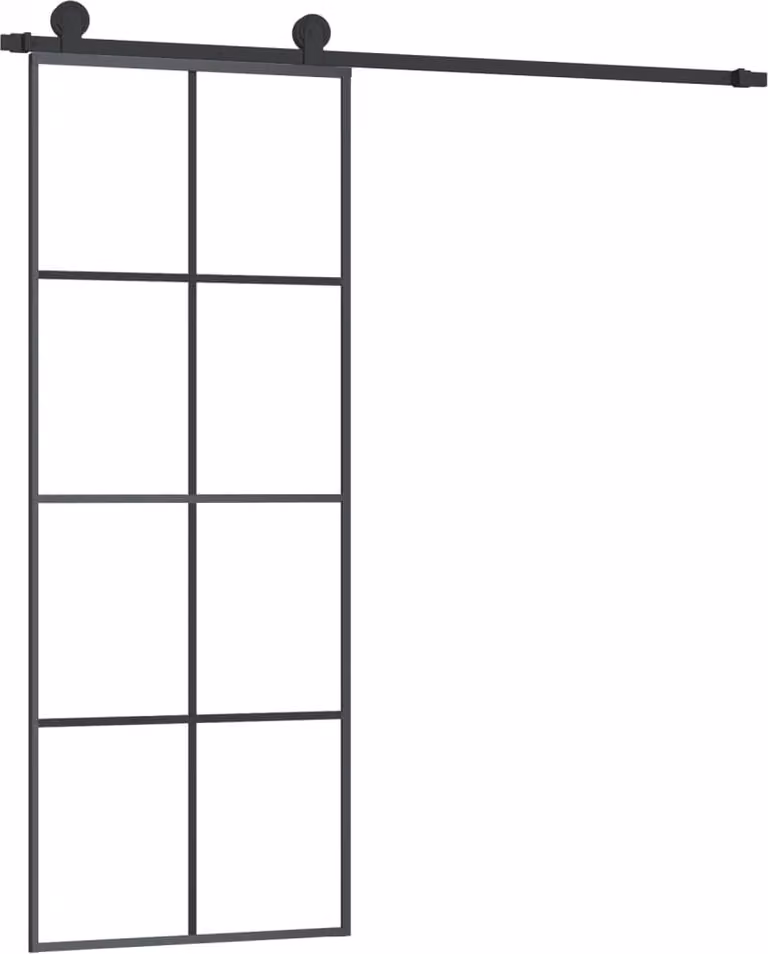 Porta Scorrevole con Ferramenta 76x205cm Vetro ESG Alluminio