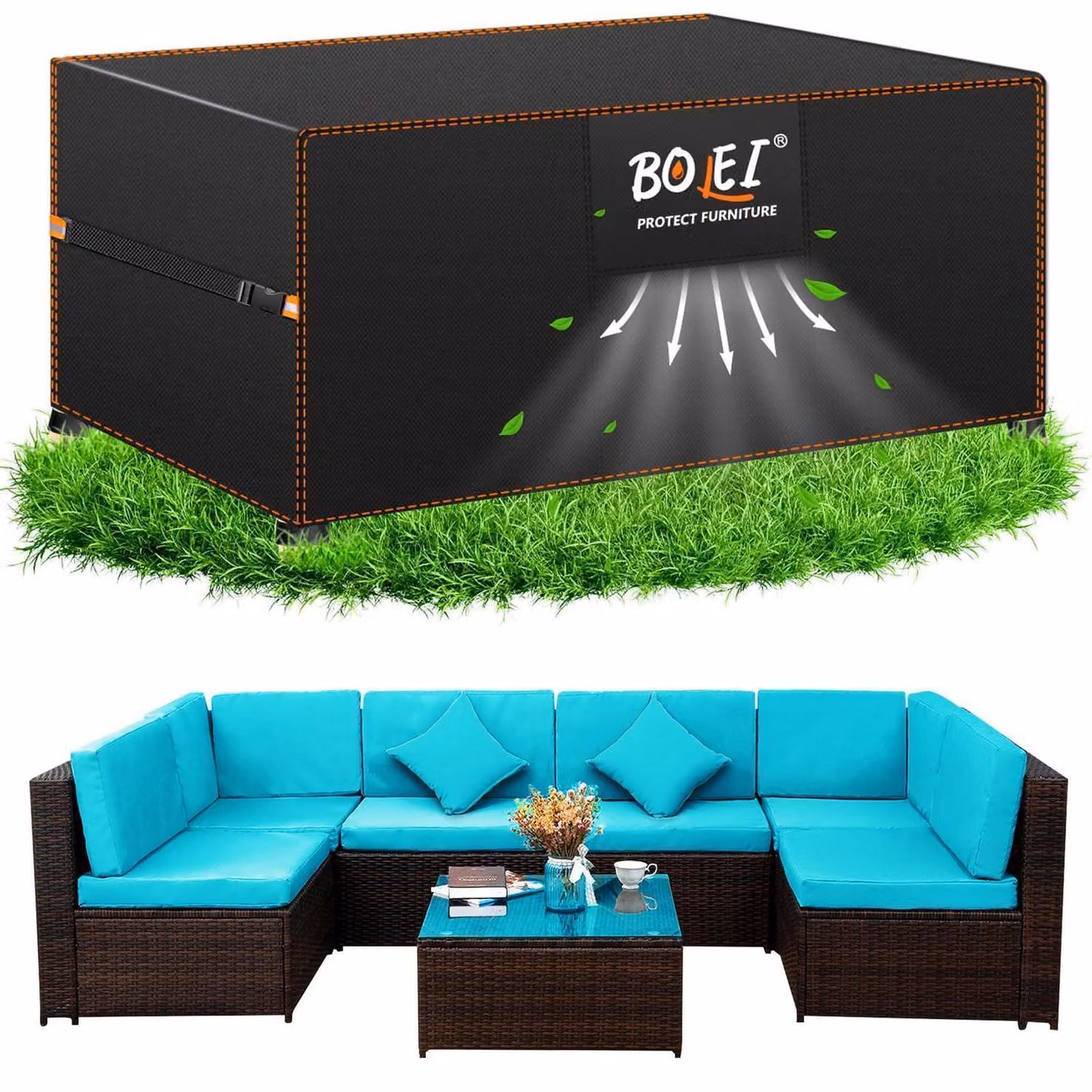 Copertura per mobili da giardino, resistente alle intemperie invernali, dimensioni 300x200x90 cm, tessuto Oxford 420D, impermeabile, con sistema di ventilazione e borsa per il trasporto