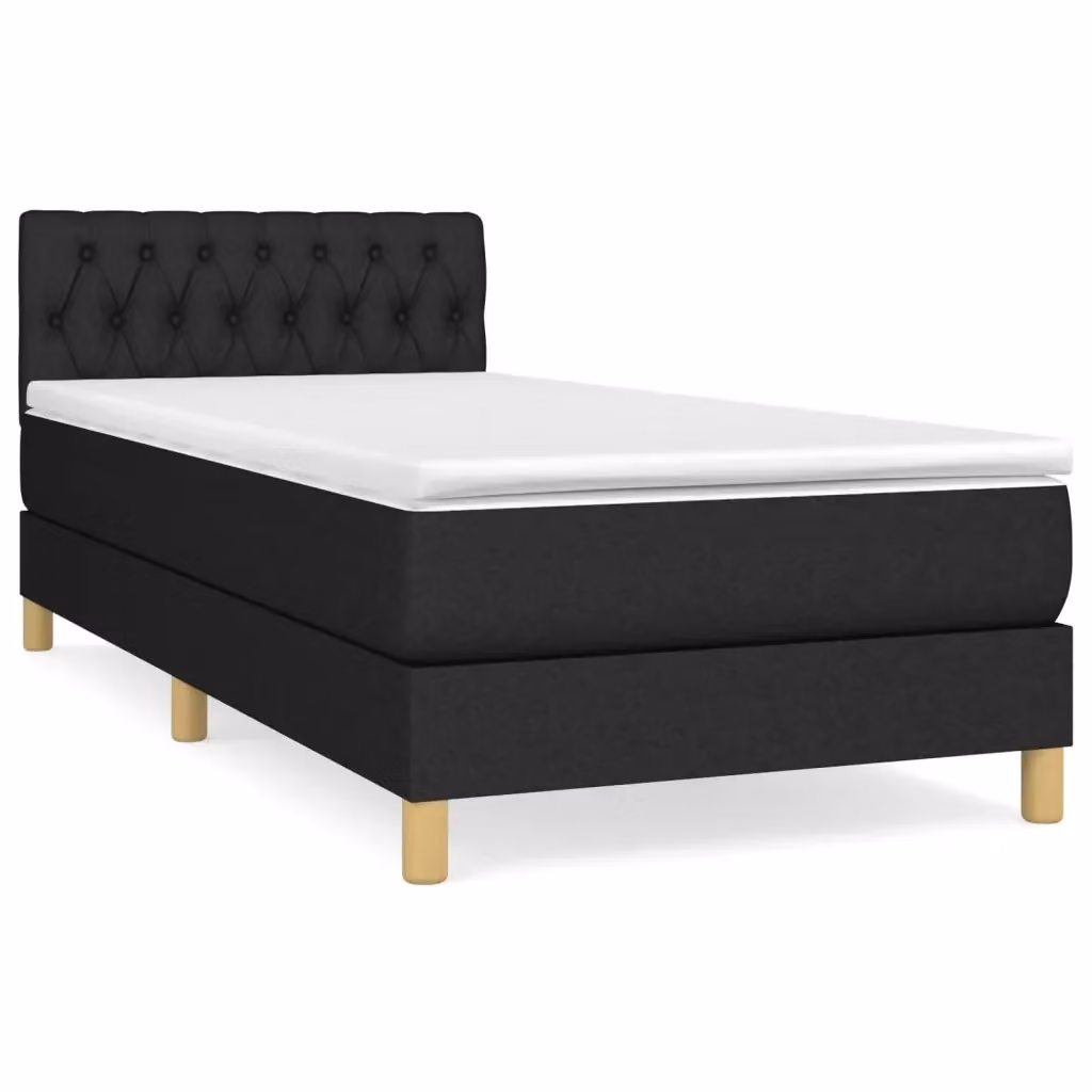 Letto Ibrido vidaXL con Giroletto a Molle e Materasso in Tessuto Nero e Bianco L/P/H: 100 x 200 x 203 cm – 2