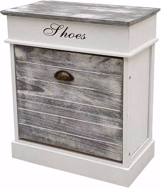 Scarpiera in legno bianco WANDERLUST DECO con vani a ribalta L: 50 cm, P: 28 cm, H: 58 cm