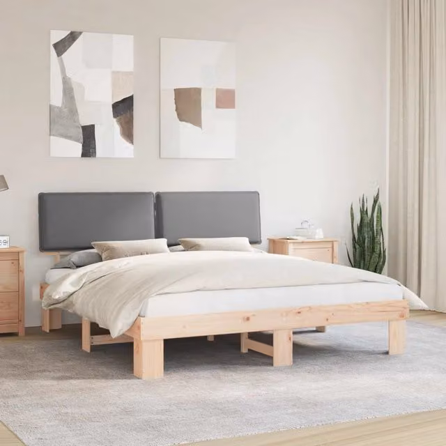 Letto con Testiera Rivestita-Struttura Letto con Testiera Grigio chiaro 180 x 200 cm 356650
