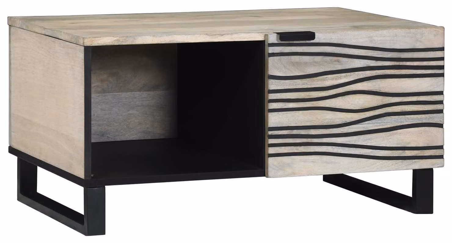 Tavolino da salotto in legno di mango dallo stile rustico, con spazio contenitivo