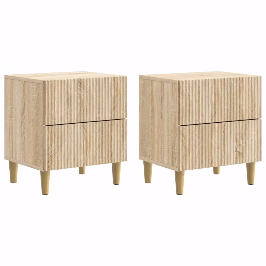 Set di 2 Armadi da Notte vidaXL in Rovere Sonoma, Colore Beige, L 43 cm x P 34,5 cm x H 48 cm