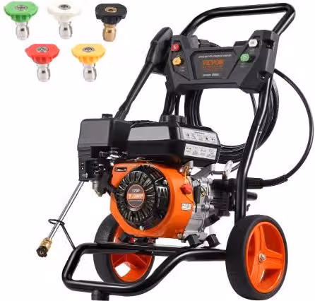 Idropulitrice a Gas VEVOR Arancione con Pompa in Alluminio e Set di 5 Ugelli per Auto, Recinzioni e Cortili