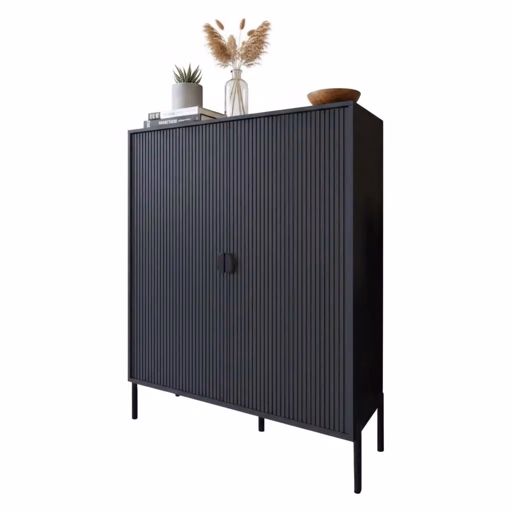 Madia Wallis DMORA con cassetti soft close, colore nero opaco, L: 104 cm, P: 40 cm, H: 129 cm – 2