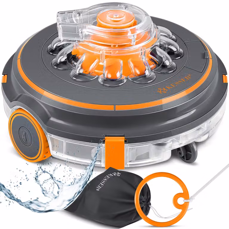 Robot pulitore per piscina KESSER® Aqua-9000 a batteria, con borsa da trasporto inclusa. Robot per piscine fino a 80 m², batteria agli ioni di litio con autonomia max. 75 min, aspirapolvere per piscina senza fili, pulizia del fondo completamente automatic