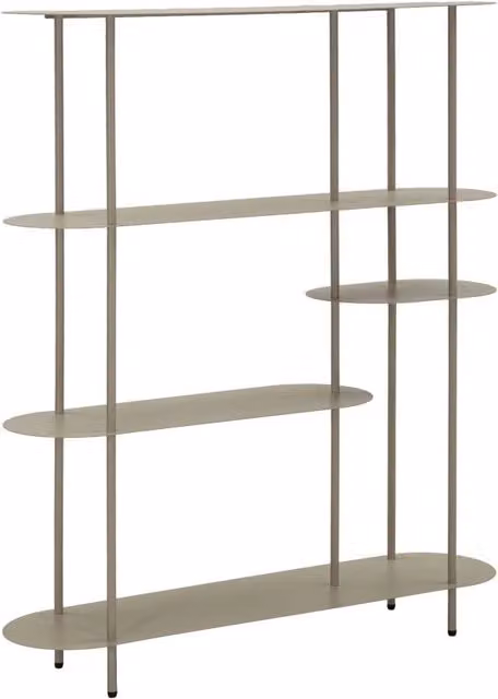 Libreria Saturno Tortora 118x31x139 cm in Metallo Grigio tortora