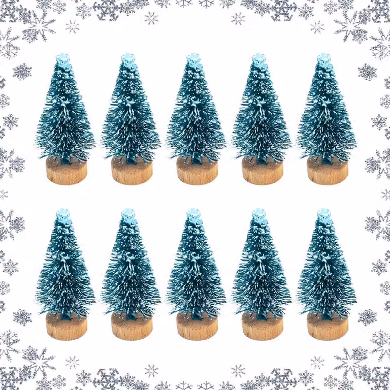 Albero di Natale artificiale in miniatura, 6,5 cm, decorazione da tavolo, set da 10