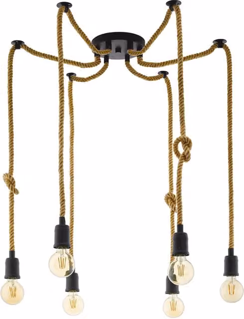 Lampadario a sospensione vintage Eglo Rampside in metallo nero con 6 luci E27