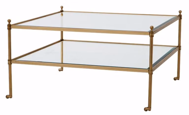 Tavolino da caffè in stile Art Déco marca Casa Padrino, in ottone, forma quadrata, dimensioni: 78 x 78 x 44 cm (altezza)