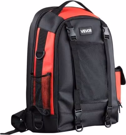 Zaino per Saldatura VEVOR in Poliestere 1680D Nero con Borsa per Casco e Attrezzi da 25,2 L