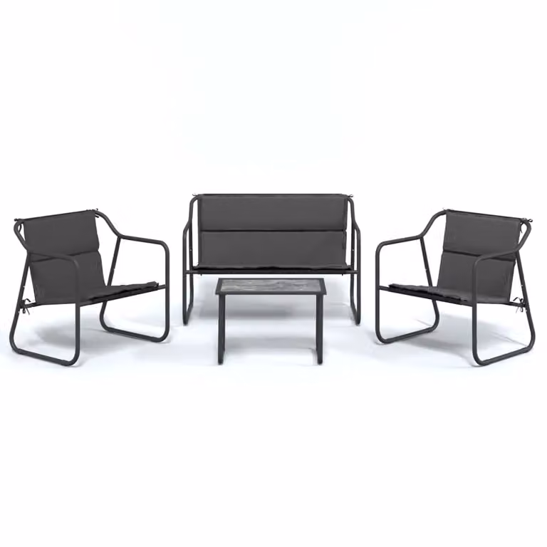 Set Salotto da Giardino 4 pz con Cuscini in Acciaio Antracite