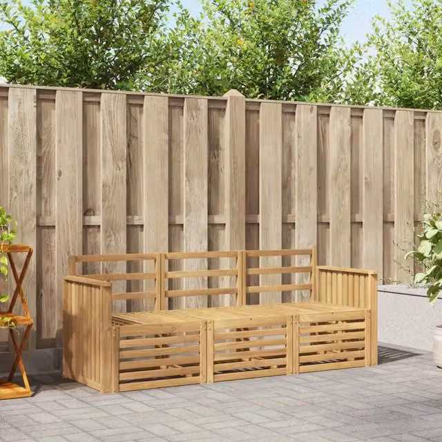 Set divani 3 pz Bianco Legno di Acacia Massello 3391309