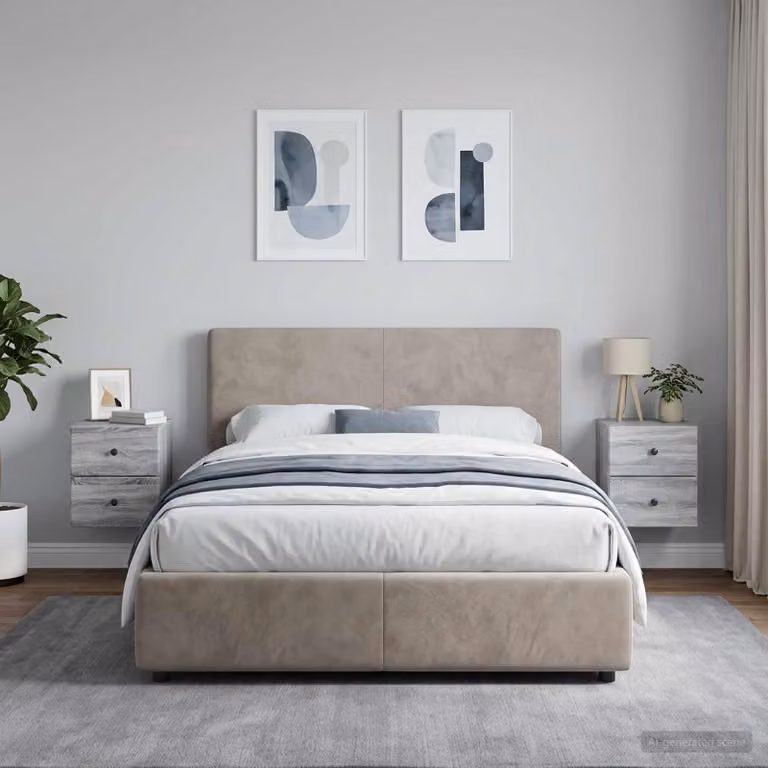 Set di 2 comodini sospesi vidaXL in stile moderno, colore Grigio Sonoma, L 34,5 cm x P 33 cm x H 40 cm