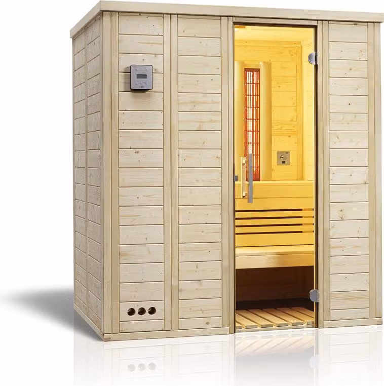 Infraworld Sauna Vitalis Complete 184 Sauna in legno massello di abete rosso Radiatore a infrarossi 184x119x200 cm