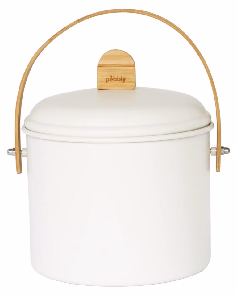 Solidchoice - Contenitore per compostaggio in acciaio con manico in bambù, 3,5 litri