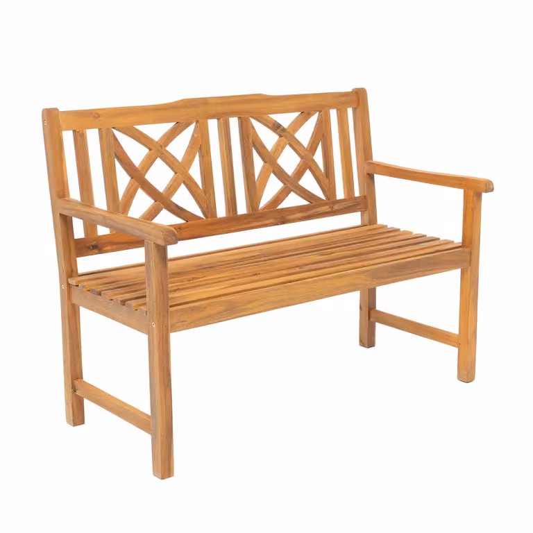 Vestiamo Casa Giardino Panchina da Giardino in Legno di Acacia Marrone H 91 x L 120 x P 62 cm