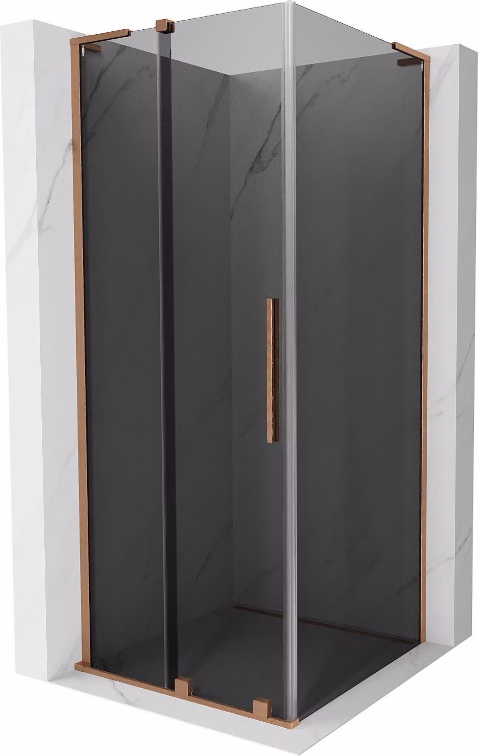 Mexen Velar L cabina doccia scorrevole 120 x 120 cm, grafite, rame spazzolato - 871-120-120-43-65