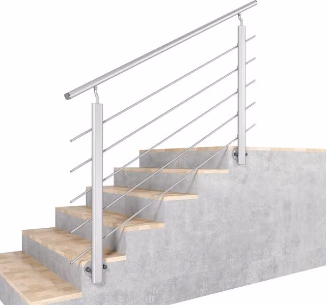 Kit ringhiera in alluminio AICA con corrimano ovale argento opaco, montaggio a parete, Lunghezza: 150 cm
